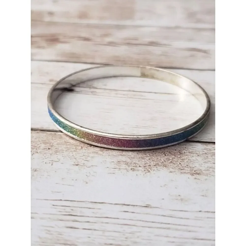 Child Size Girl's Bracelet - Multi Colored Rainbow Glitter